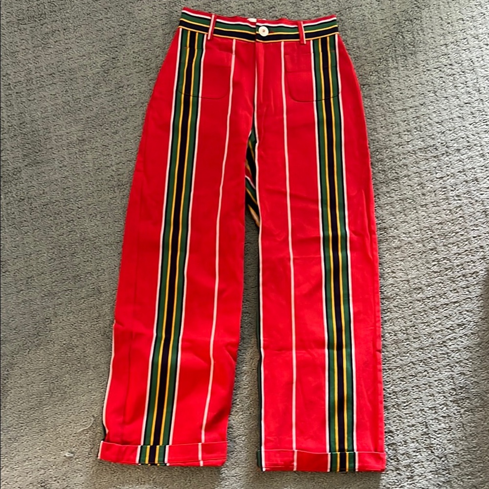 La Veste Red Striped Pippi Pants Medium
